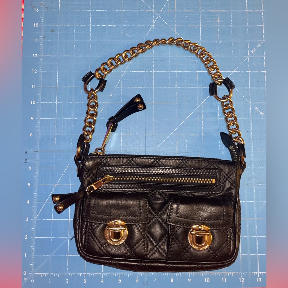 Marc Jacob’s quilted black leather shoulder bag
